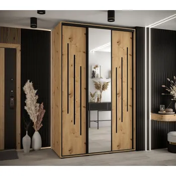 Šatní skříň Šatní skříň YVONA 9 - 150/60 cm, dub artisan / černá