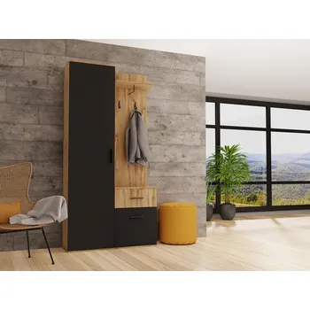 Předsíňová stěna Předsíňová sestava PAITA - dub wotan / černá
