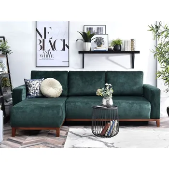 Sedací souprava Rohová sedací souprava DALENA - zelená / ořech