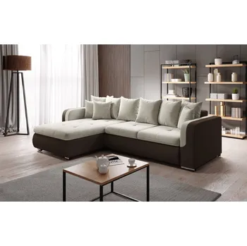 Sedací souprava Rohová sedací souprava DAFNI MINI - hnědá / krémová, levý roh