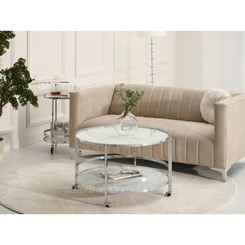 Konferenční stolek Designový konferenční stolek VITOLD - chrom / bílý mramor