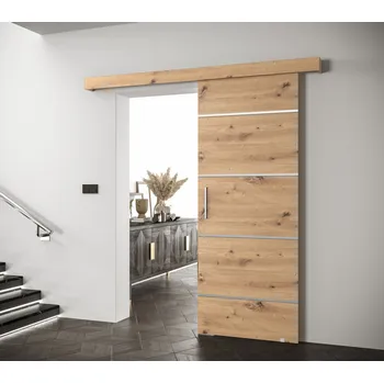 Interiérové dveře Posuvné dveře se stříbrnými úchyty SALOME 4 - dub artisan