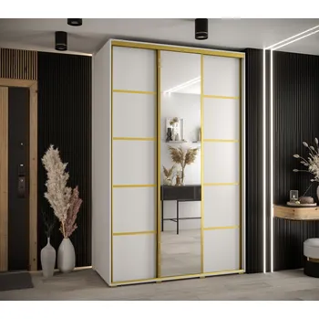 Šatní skříň Šatní skříň YVONA 5 - 150/60 cm, bílá / zlatá
