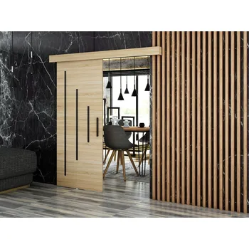 Interiérové dveře Posuvné dveře s černými prvky SALOME 11 - dub sonoma