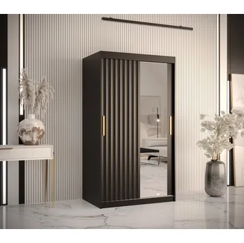 Šatní skříň Šatní skříň se zrcadlem RADKIN 2 - šířka 100 cm, černá