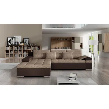 Sedací souprava Rohová sedací souprava ZELMA - hnědá ekokůže / hnědá, levý roh