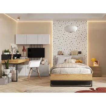 Školní nábytek Studentská sestava s postelí 120x200 SONRISA 6 - ořech hickory / silk flow