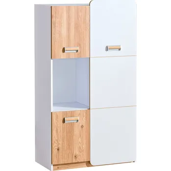 regál Regál s dvířky CEDAR - dub nash / bílý