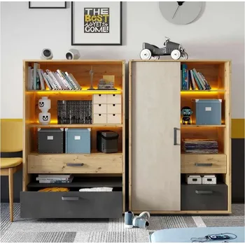 Školní nábytek Studentský nábytek APTOS 3 - dub artisan / raw steel / silk flow