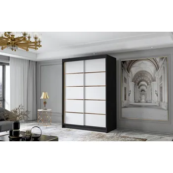 Šatní skříň Šatní skříň MILINA - 120 cm, černá / bílá