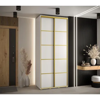 Šatní skříň Šatní skříň YVONA 4 - 110/45 cm, bílá / zlatá