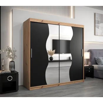 Šatní skříň Šatní skříň ROZALIE - šířka 200 cm, dub artisan / černá