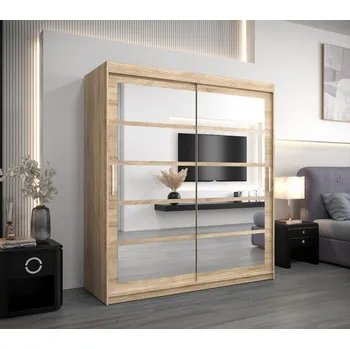 Šatní skříň Skříň s posuvnými dveřmi DANIELA - šířka 180 cm, dub sonoma