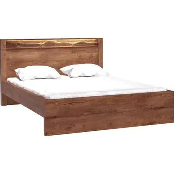 Postel Manželská postel s roštem a LED osvětlením 160x200 CHALAPATA - jasan světlý