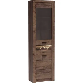 Policová skříň Vysoká vitrína BESS - jasan tmavý