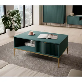 Konferenční stolek Konferenční stolek MISHEEL - modrozelený / zlatý