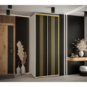 Šatní skříň Šatní skříň YVONA 6 - 120/60 cm, bílá / černá / zlatá