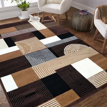 Koberec Koberec ALFA s geometrickým vzorem - hnědý Šířka: 40 cm | Délka: 60 cm