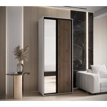 Šatní skříň Šatní skříň FIDELIA 2 - 110/60 cm, bílá / černá / dub artisan