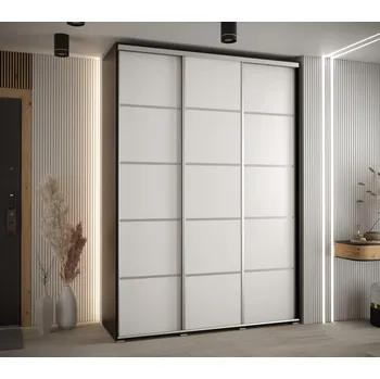 Šatní skříň Šatní skříň YVONA 4 - 180/45 cm, černá / bílá / stříbrná