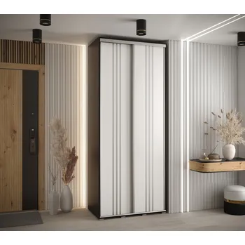 Šatní skříň Šatní skříň YVONA 6 - 100/45 cm, černá / bílá / stříbrná