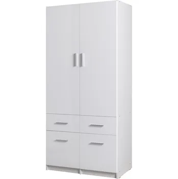 Šatní skříň Kombinovaná šatní skříň 92 cm FUNZA 3 - alpská bílá / lesklá bílá