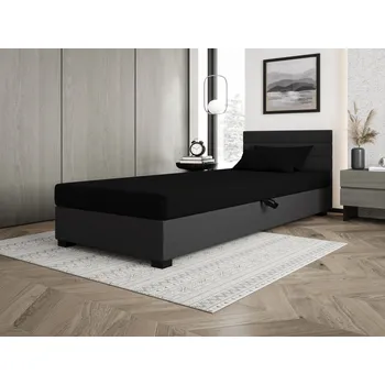 Postel Čalouněná postel 100x195 KASANDRA 2 s úložným prostorem - černá / šedá