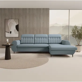 Sedací souprava Rozkládací sedačka s úložným prostorem ORILLIA - pruská modř, pravý roh