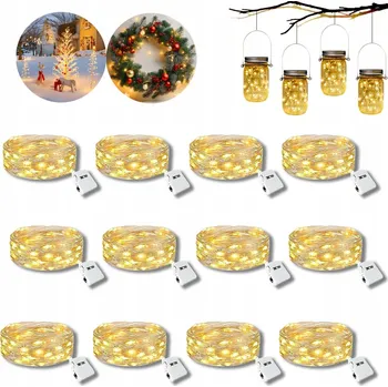 Vánoční dekorace 12 x LAMPIČKY DRÁTEK 20 LED MIKRO GIRLANDA TEPLÁ BÍLÁ 2M