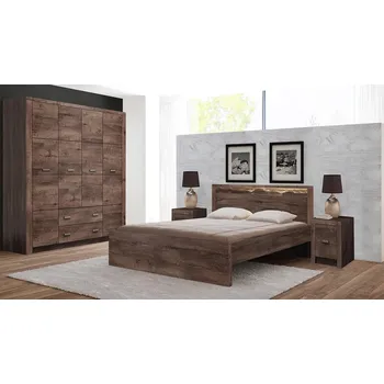 Ložnicová sestava Ložnicová sestava s LED osvětlením a postelí 160x200 CHALAPATA - jasan tmavý