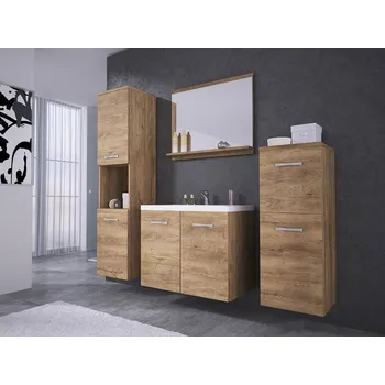 Koupelnový nábytek Koupelnová sestava s umyvadlem WHITNEY - dub lefkas + sifon a baterie Economico ZDARMA