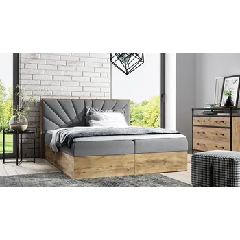 Postel Kontinentální postel 140x200 CHANTELLE 7 - dub wotan / šedá + topper ZDARMA