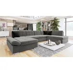 Sedací rozkládací souprava do U PHOENIX - šedá / černá, levý roh