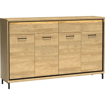 Komoda Kombinovaná komoda na nožkách s LED osvětlením SUCRE 3 - ořech hikora