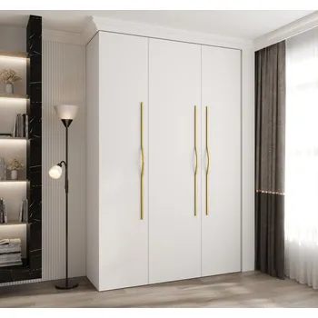 Šatní skříň Šatní skříň s policemi 160/40 LORENA 2 - bílá / zlatá