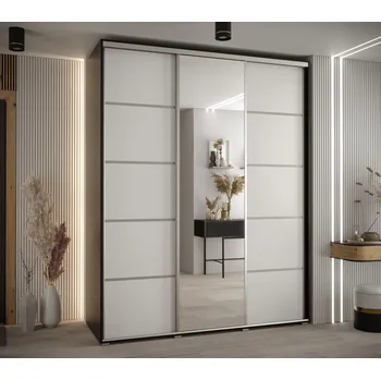 Šatní skříň Šatní skříň YVONA 5 - 200/60 cm, černá / bílá / stříbrná