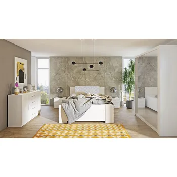 Ložnicová sestava Ložnicová sestava s postelí 160x200 CORTLAND 2 - bílá / bílá ekokůže