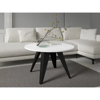 Konferenční stolek Kulatý konferenční stolek ORESTA - černý / arktický bílý