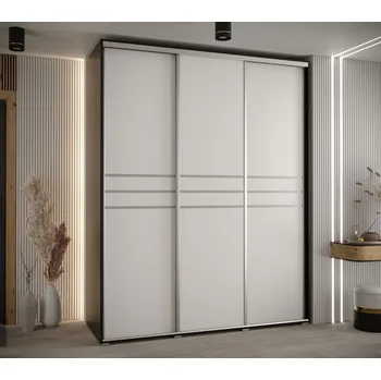 Šatní skříň Šatní skříň ASIRI 10 - 190/60 cm, černá / bílá / stříbrná