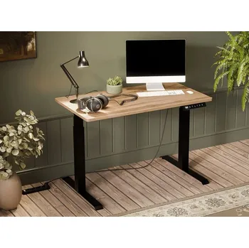 Psací stůl Výškově nastavitelný psací stůl HUTTO 1 - černý / dub wotan