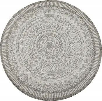 Koberec KOBEREC KULATÝ VENKOVNÍ PROPLÉTANÝ BÉŽOVÝ ROZETA NA BALKON DŽÍNOVINA prům. 140 cm