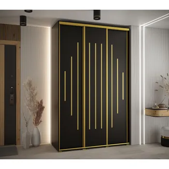 Šatní skříň Šatní skříň ASIRI 12 - 160/60 cm, černá / zlatá