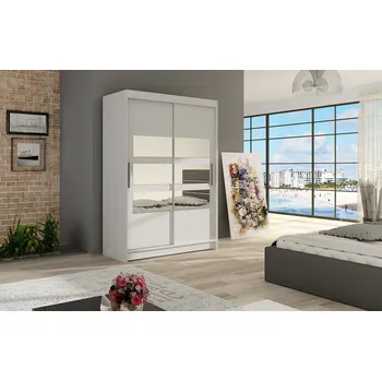 Šatní skříň Šatní skříň se zrcadlem Pedro - šířka 120 cm, bílá