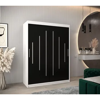 Šatní skříň Šatní skříň ELENA - šířka 150 cm, bílá / černá