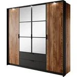 Velká šatní skříň 224 cm HULK - kaštan / antracitová + LED osvětlení ZDARMA