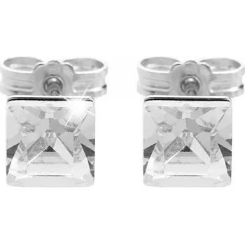 Módní doplněk JSB bijoux s.r.o. Stříbrné náušnice puzety čtvercový krystal Swarovski Crystal (Stříbro 925/1000)