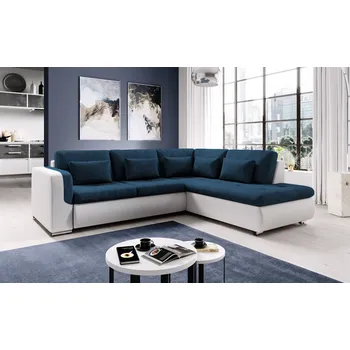 Sedací souprava Rohová sedací souprava DAFNI - bílá / modrá, pravý roh