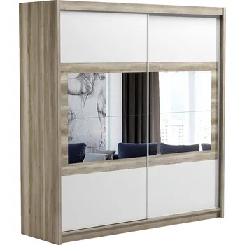 Šatní skříň Šatní skříň 203 ALOHI s posuvnými dveřmi - dub canyon / bílá