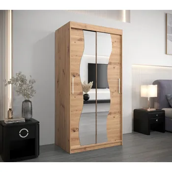 Šatní skříň Šatní skříň se zrcadly XEIE - šířka 100 cm, dub artisan