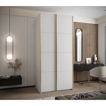 Šatní skříň Dvoudveřová skříň SAMARA 1 - 110 cm, bílá / zlatá